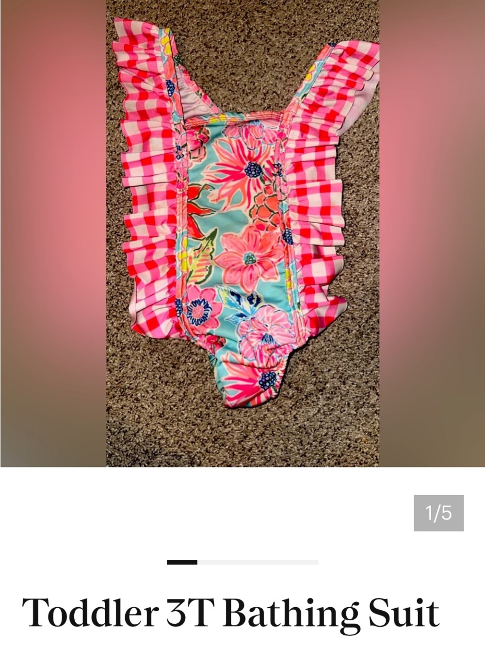 Girls Pink Floral Ruffle One-Piece Swimsuit - Toddler
